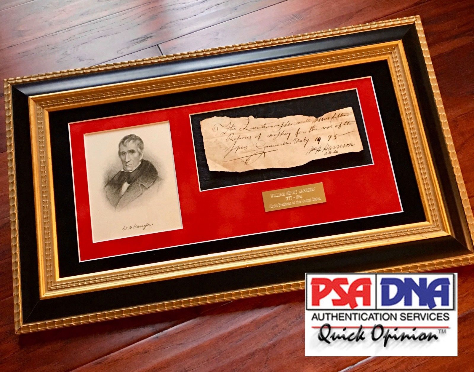 WILLIAM HENRY HARRISON * PSA/DNA * Rare AUTOGRAPH Whiskey Receipt SIGNED