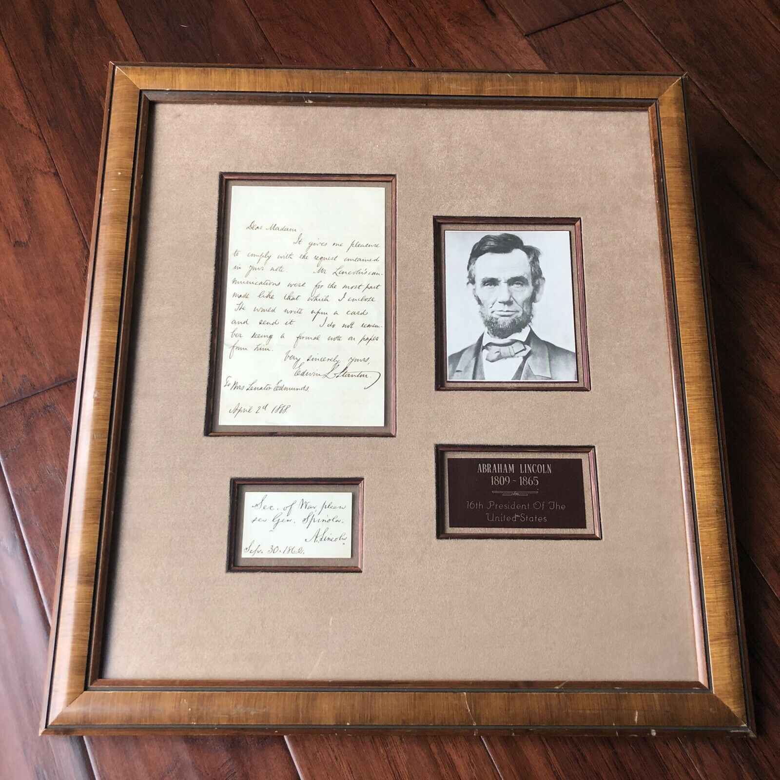 ABRAHAM LINCOLN * BAS 10 * Autograph Card Signed From EDWIN STANTON Collection