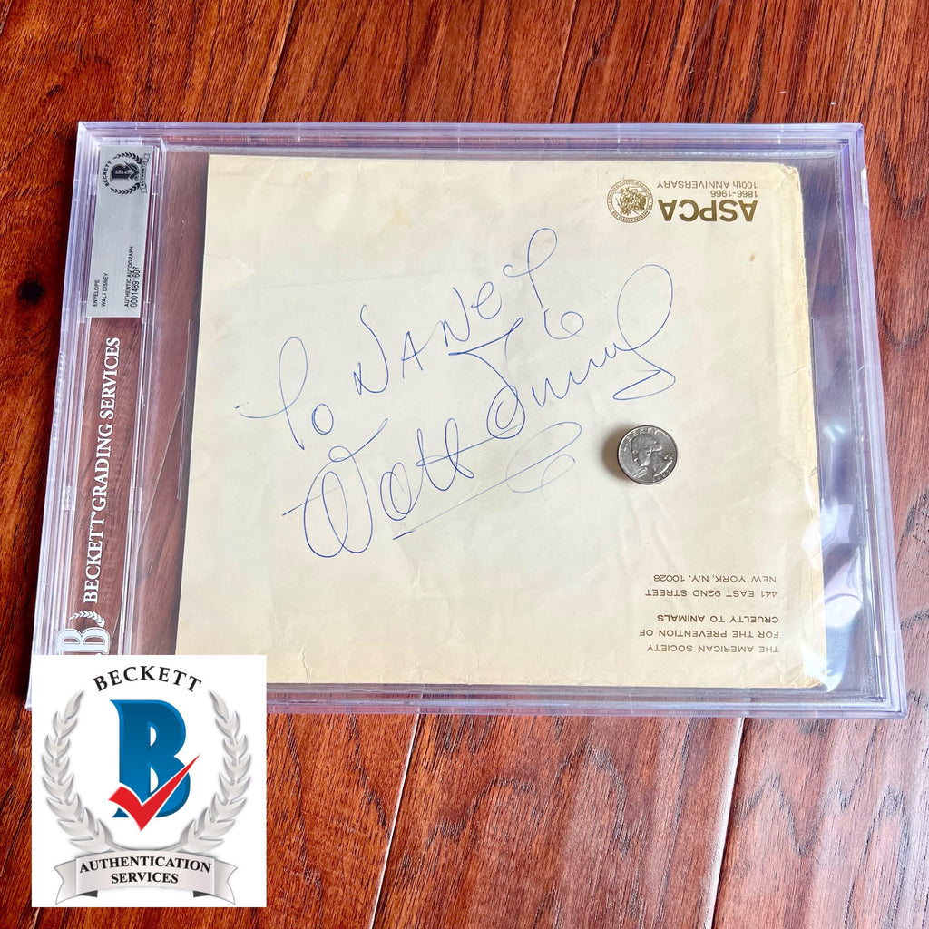 WALT DISNEY * Beckett BAS * Huge 7.5” ASPCA Autograph Envelope Signed Signature