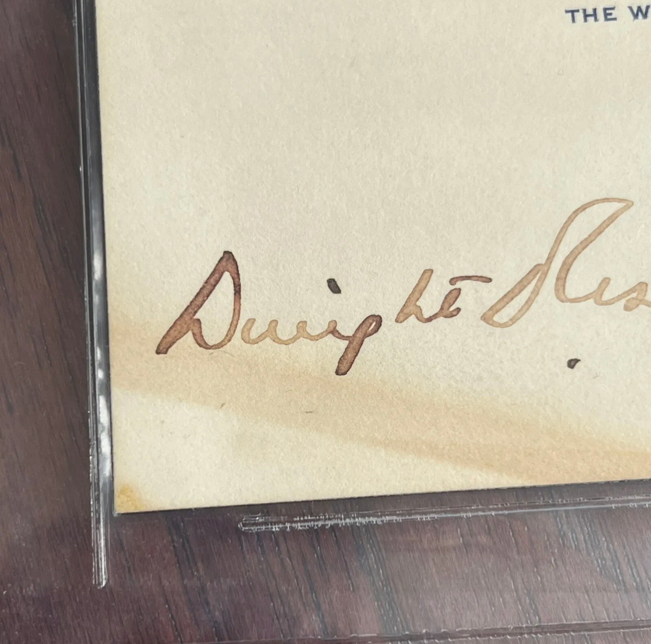 DWIGHT D. EISENHOWER * BAS BECKETT Slab * Signed White House Card Autograph
