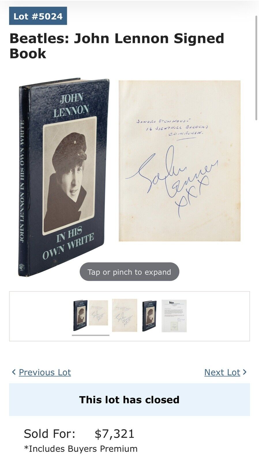 JOHN LENNON * PSA/DNA * Signed Book In His Own Write Autograph Beatles