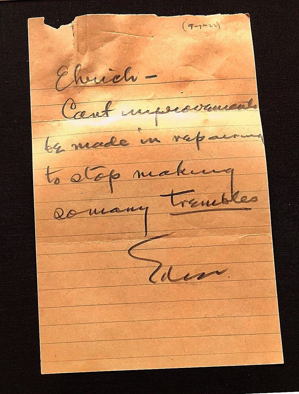 THOMAS EDISON * Authentic Handwritten AUTOGRAPH Note SIGNED * Menlo Park