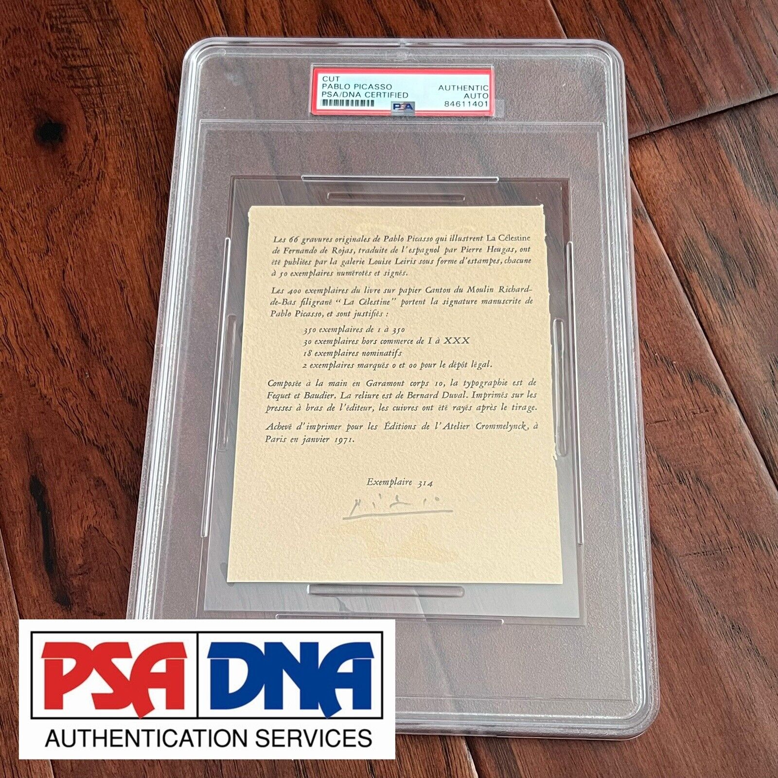 PABLO PICASSO * PSA/DNA * Signed La Célestine Limitation Page Autograph *