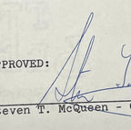 STEVE MCQUEEN * JSA LOA * Signed Movie Production Contract Autograph *