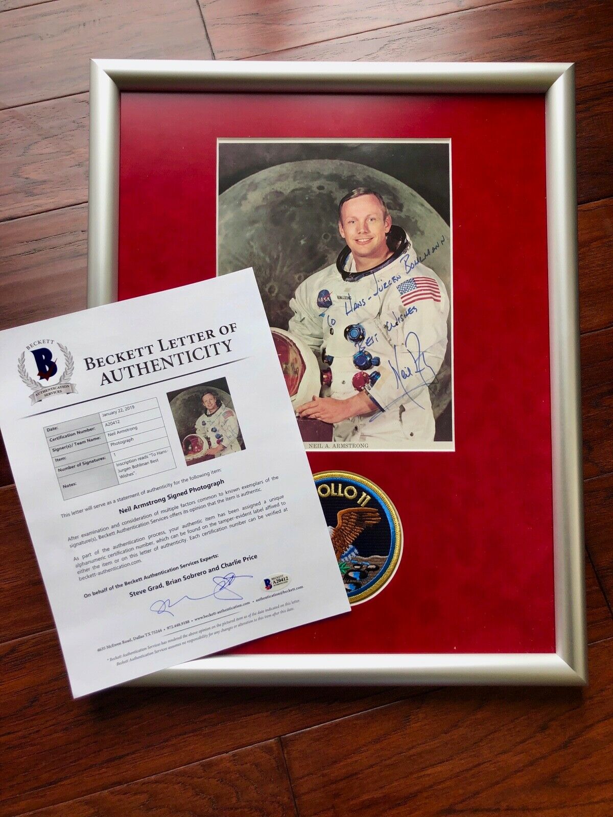 NEIL ARMSTRONG * BECKETT BAS * AUTOGRAPH WSS NASA LITHO * Apollo 11 Signed