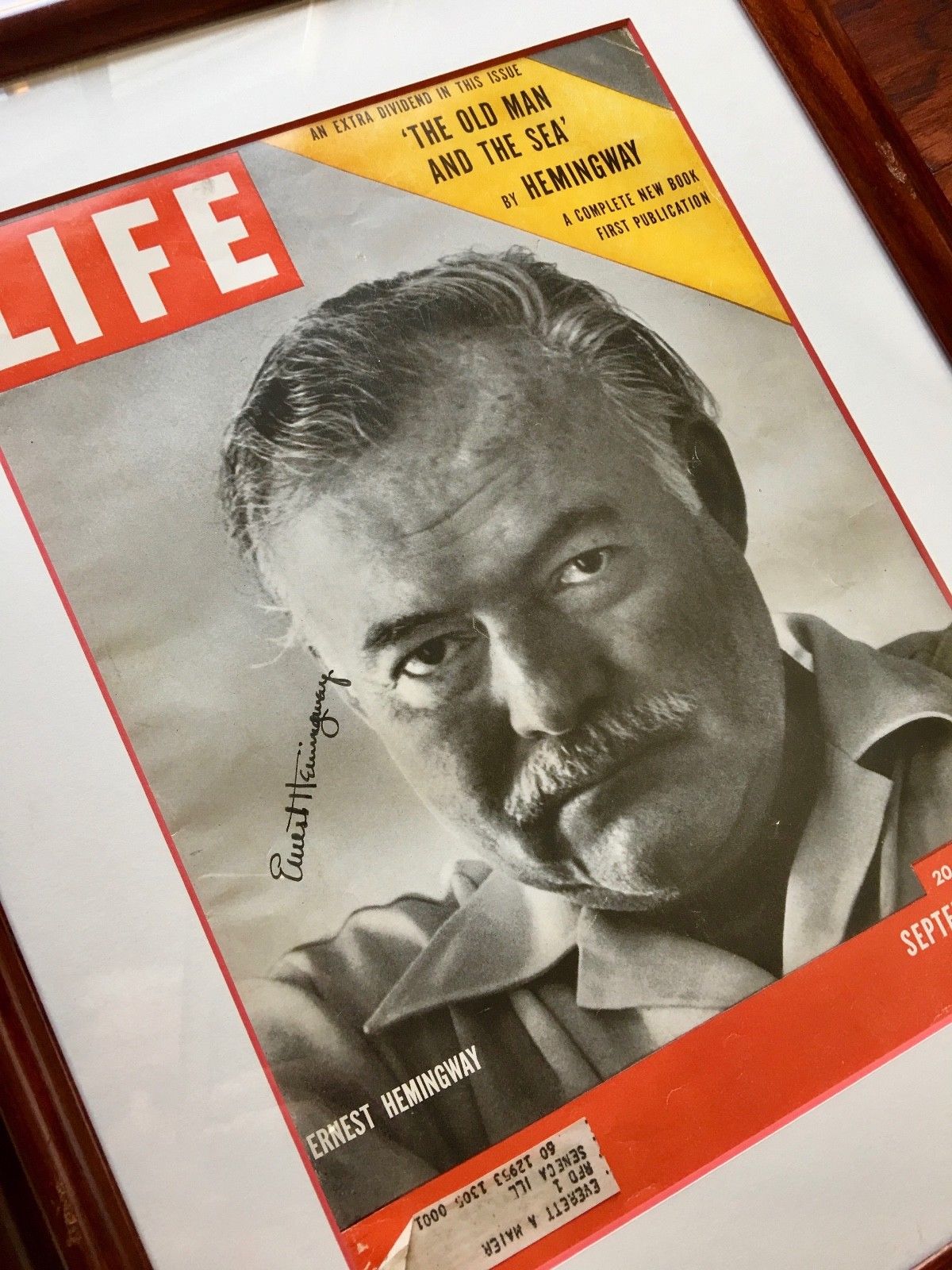 ERNEST HEMINGWAY Autograph OLD MAN & THE SEA First Publication LIFE Book SIGNED