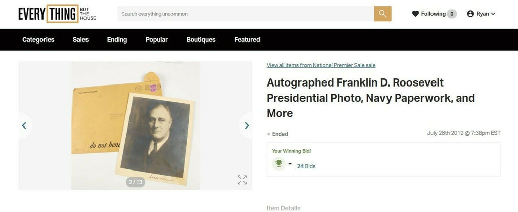 FRANKLIN D. ROOSEVELT * JSA LOA * Autograph Hand Signed Photo * President