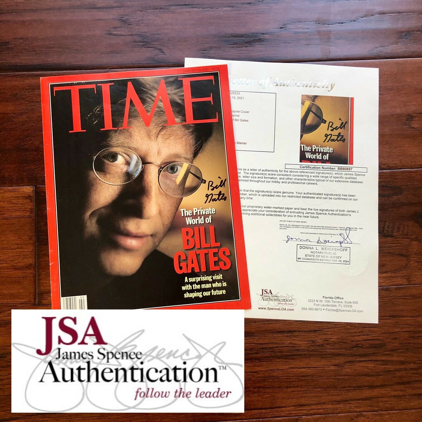 BILL GATES * JSA LOA * Autograph Time Magazine Cover Signed