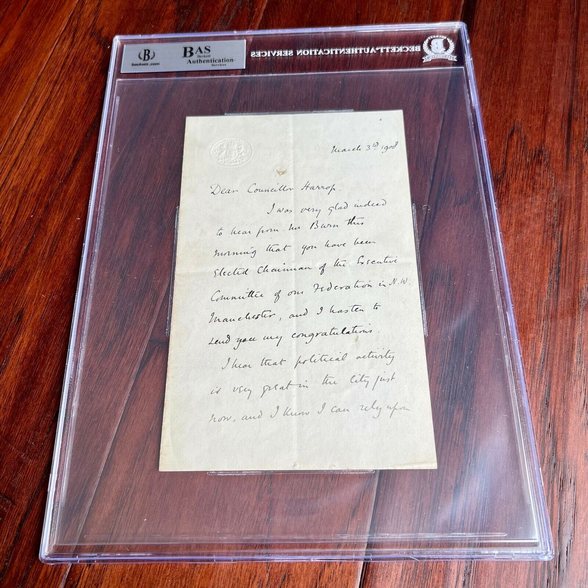 WINSTON S.CHURCHILL * BAS * AUTOGRAPH Letter SIGNED * Beckett