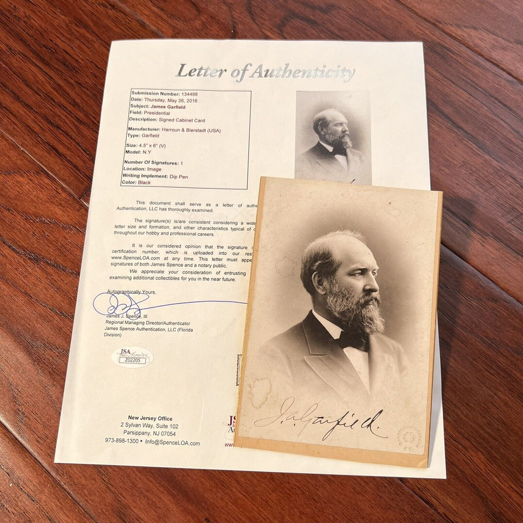 JAMES A. GARFIELD * JSA LOA * Signed Cabinet Card Photograph Autograph