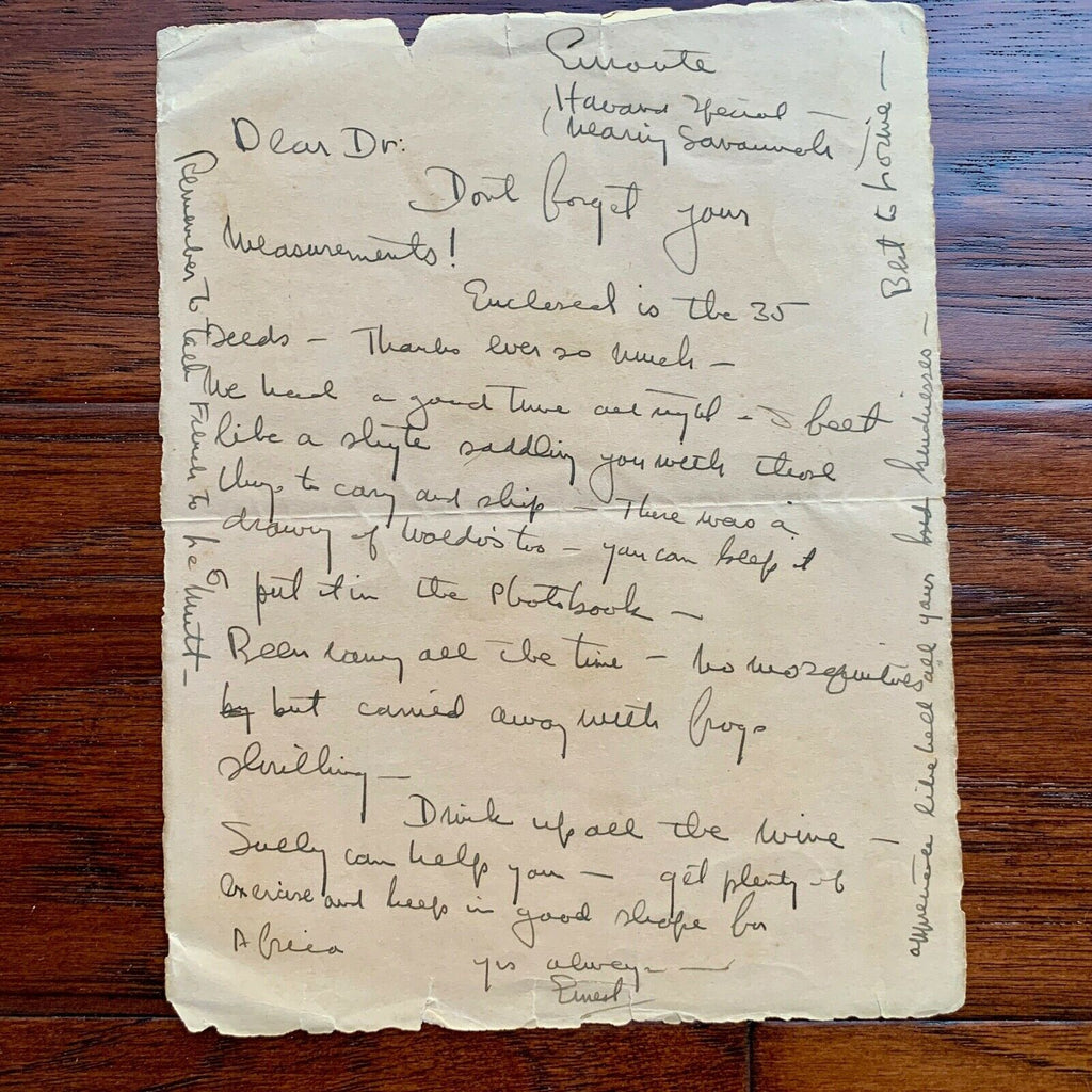 ERNEST HEMINGWAY * BAS * Handwritten Autograph LETTER * "Green Hills of Africa"
