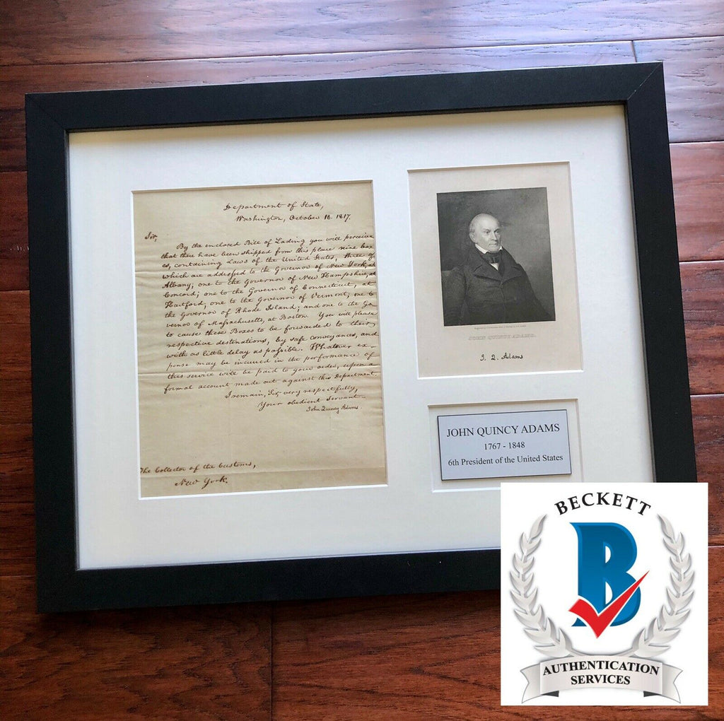 JOHN QUINCY ADAMS * BECKETT BAS * Autograph "United States Laws" Letter Signed *