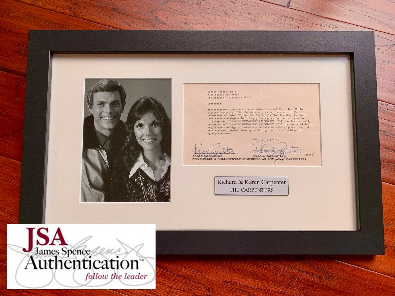 THE CARPENTERS * JSA * Karen & Richard AUTOGRAPH Duo Contract SIGNED