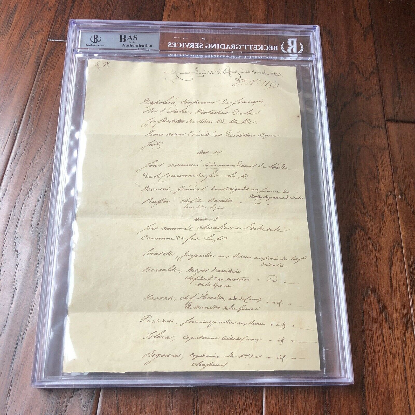 Napoleon Bonaparte * BAS Beckett Slabbed * Encapsulated Autograph Signed *