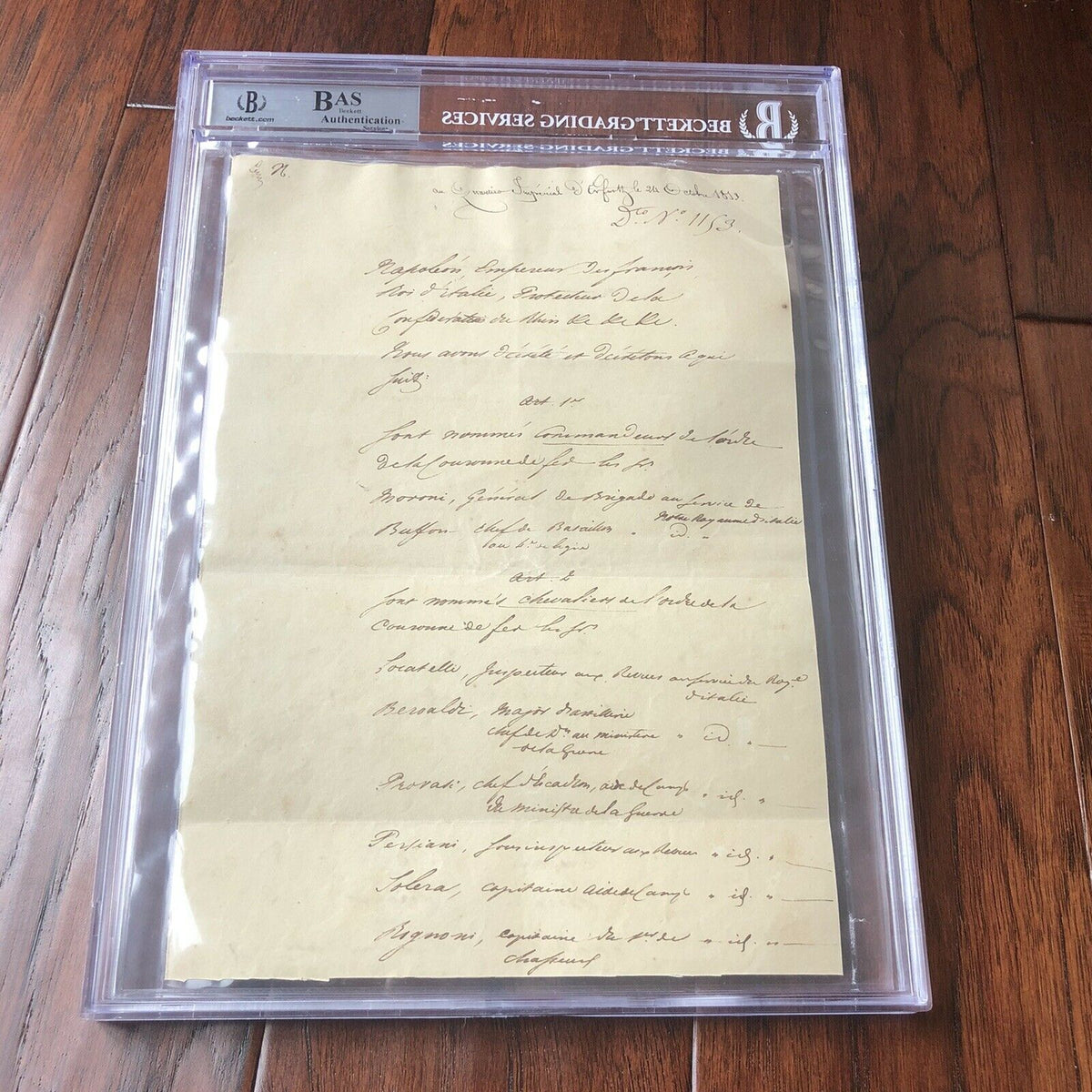 Napoleon Bonaparte * BAS Beckett Slabbed * Encapsulated Autograph Signed *