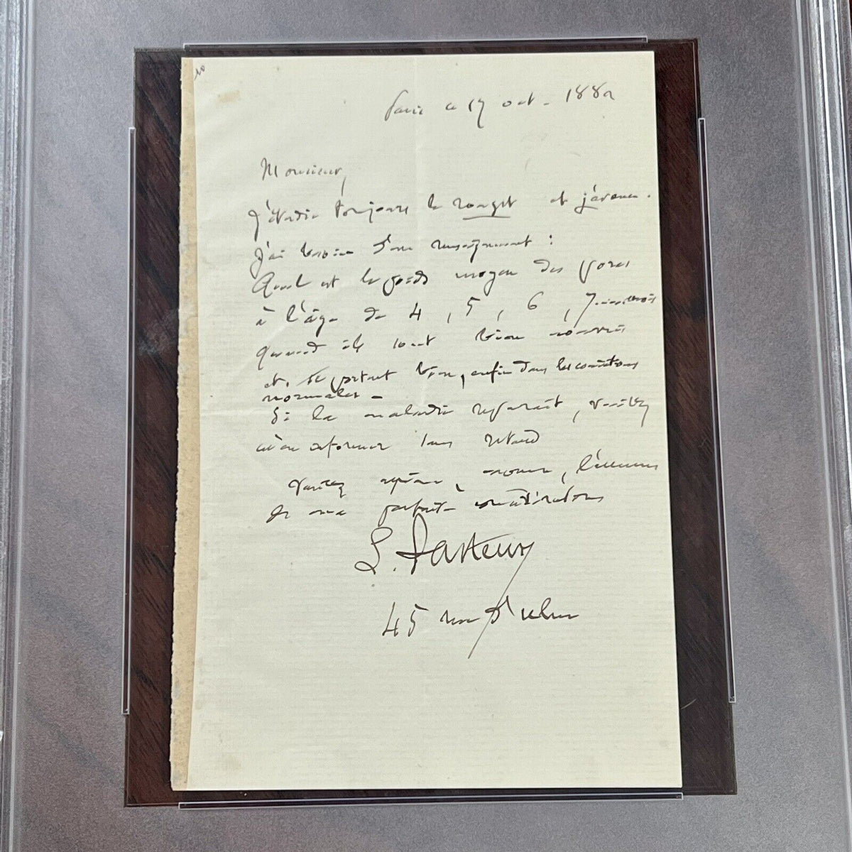 LOUIS PASTEUR * PSA/DNA * Autograph Letter Testing His Vaccine for Pigs Signed