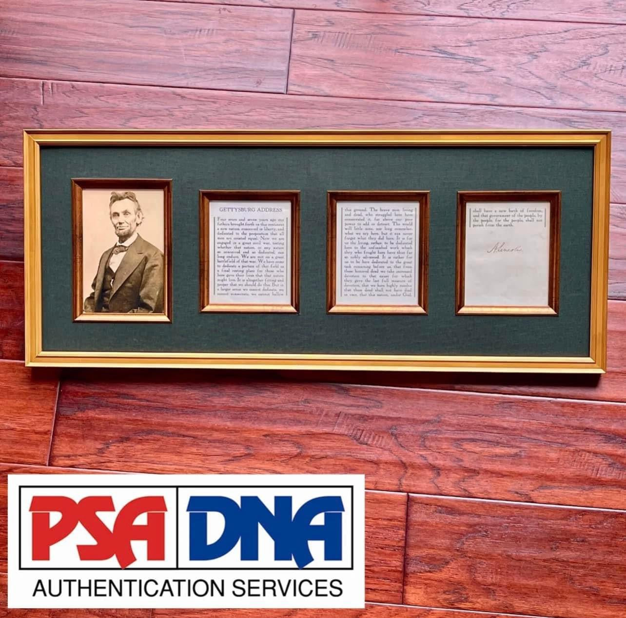 ABRAHAM LINCOLN * PSA * Autograph GETTYSBURG ADDRESS Souvenir Signed Signature