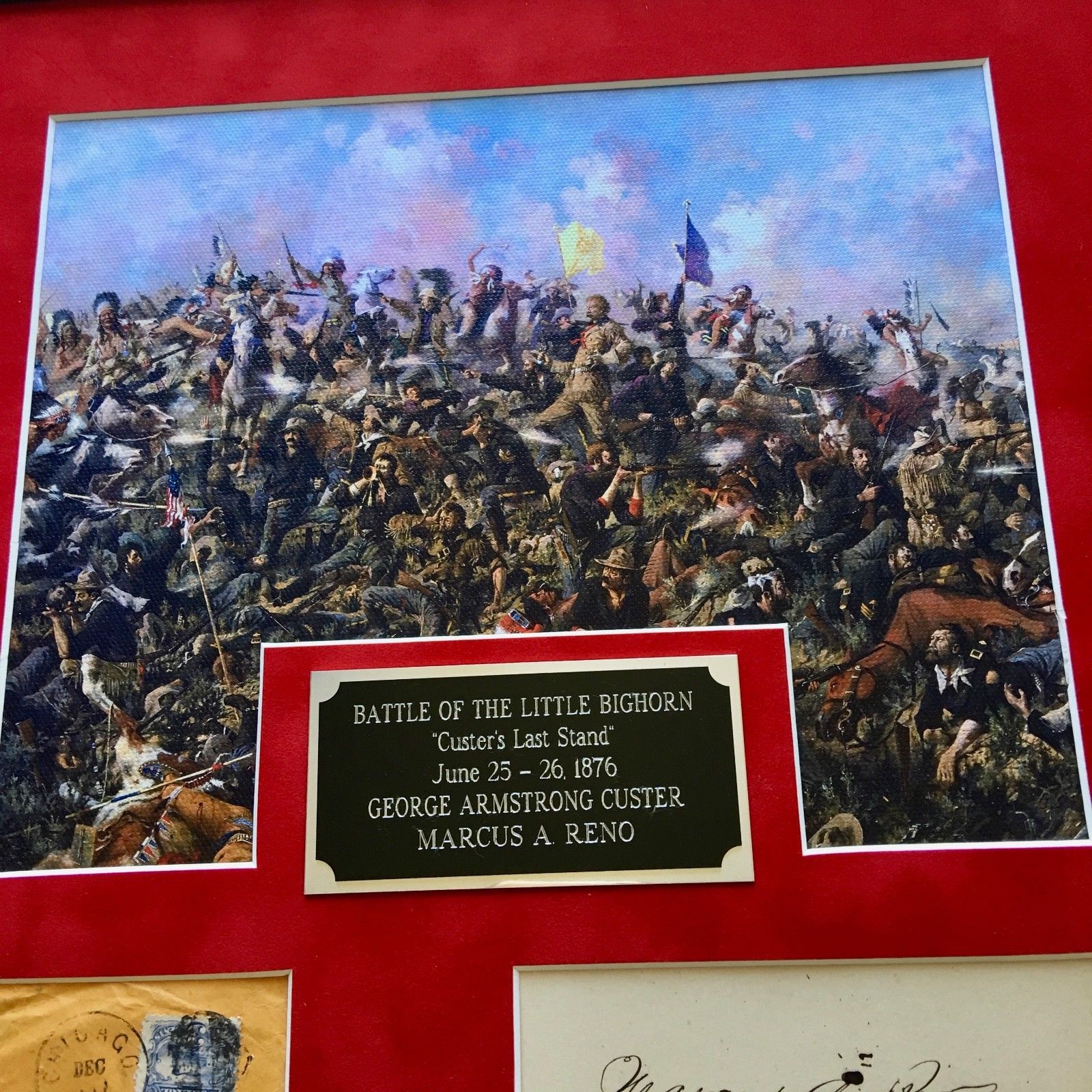 GEORGE CUSTER + MARCUS RENO "Last Stand" AUTOGRAPHS SIGNED * Little Bighorn