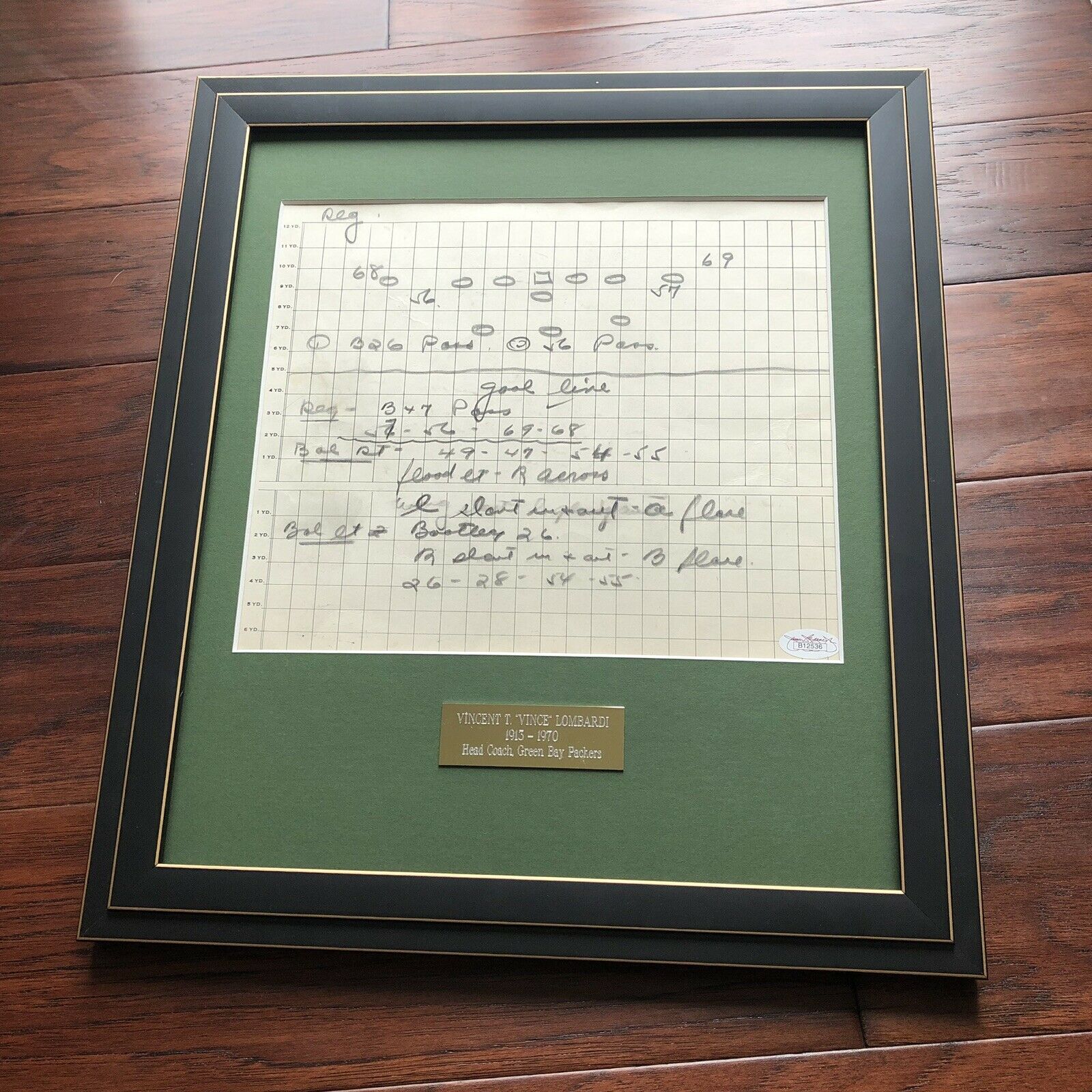 VINCE LOMBARDI * JSA COA * Scarce Handwritten Play Packers
