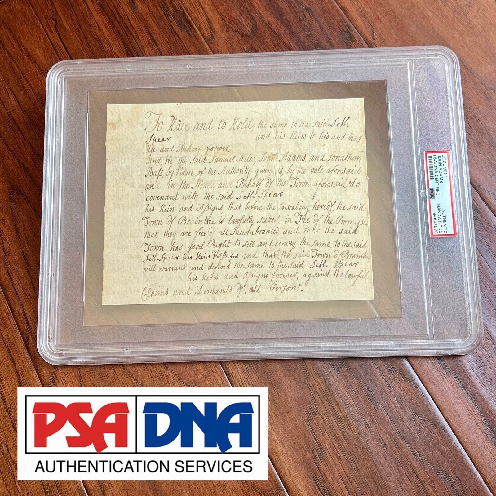 JOHN ADAMS * PSA/DNA Slab * Handwritten Autograph Document Signed
