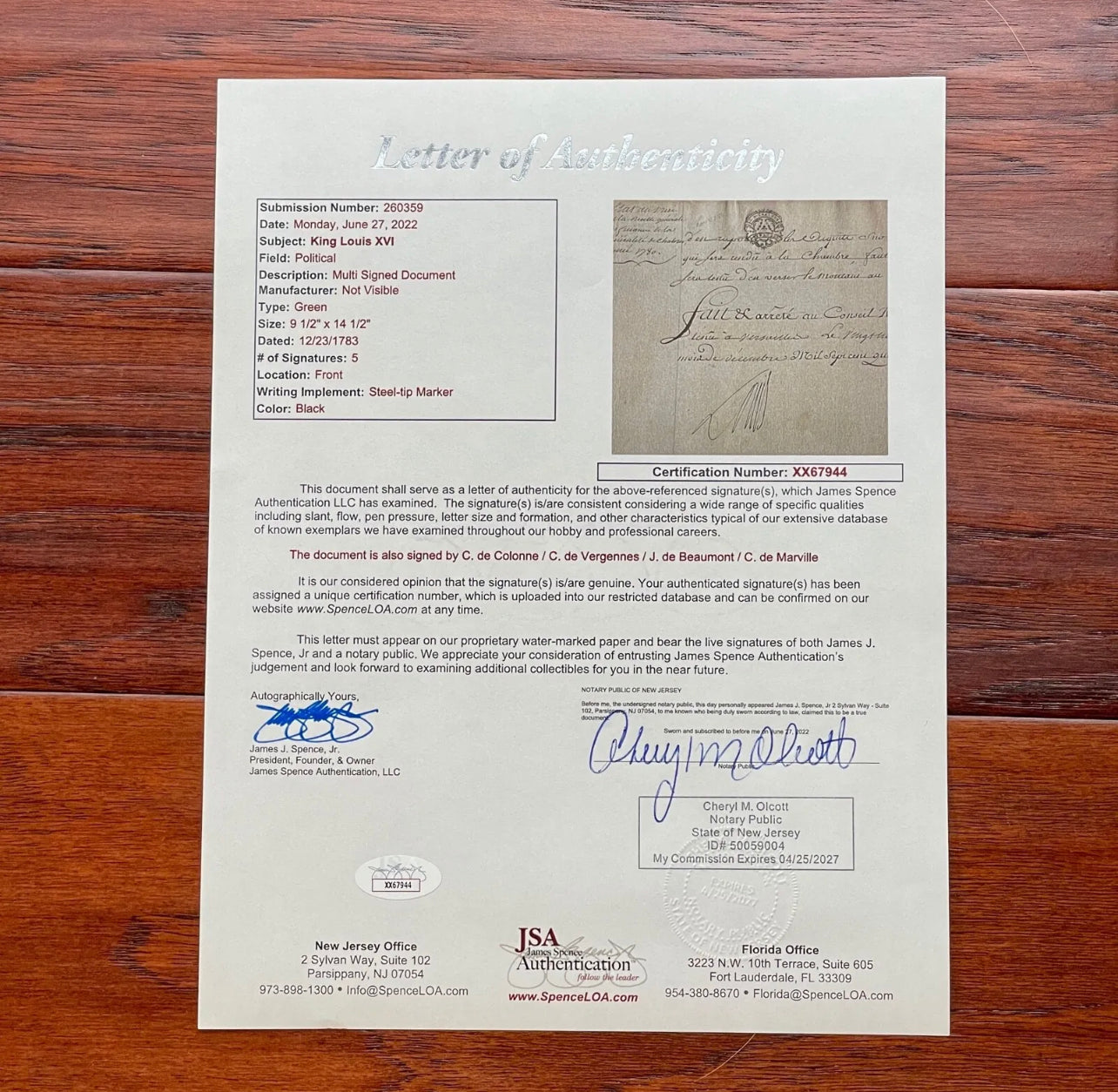 LOUIS XVI * JSA LOA * Beheaded King Signed Excessive Spending Document Autograph