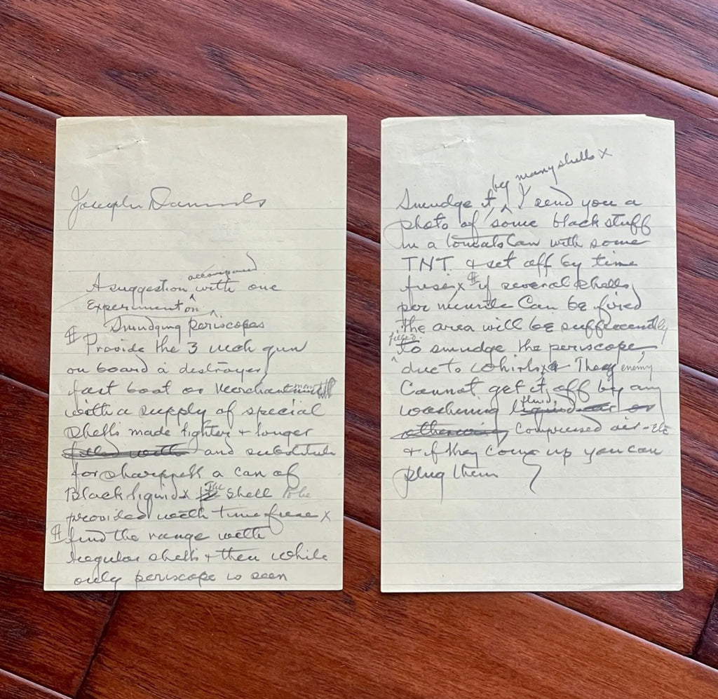 THOMAS EDISON * JSA * AUTOGRAPH Secret SUBMARINE EXPERIMENT Note SIGNED * WWI
