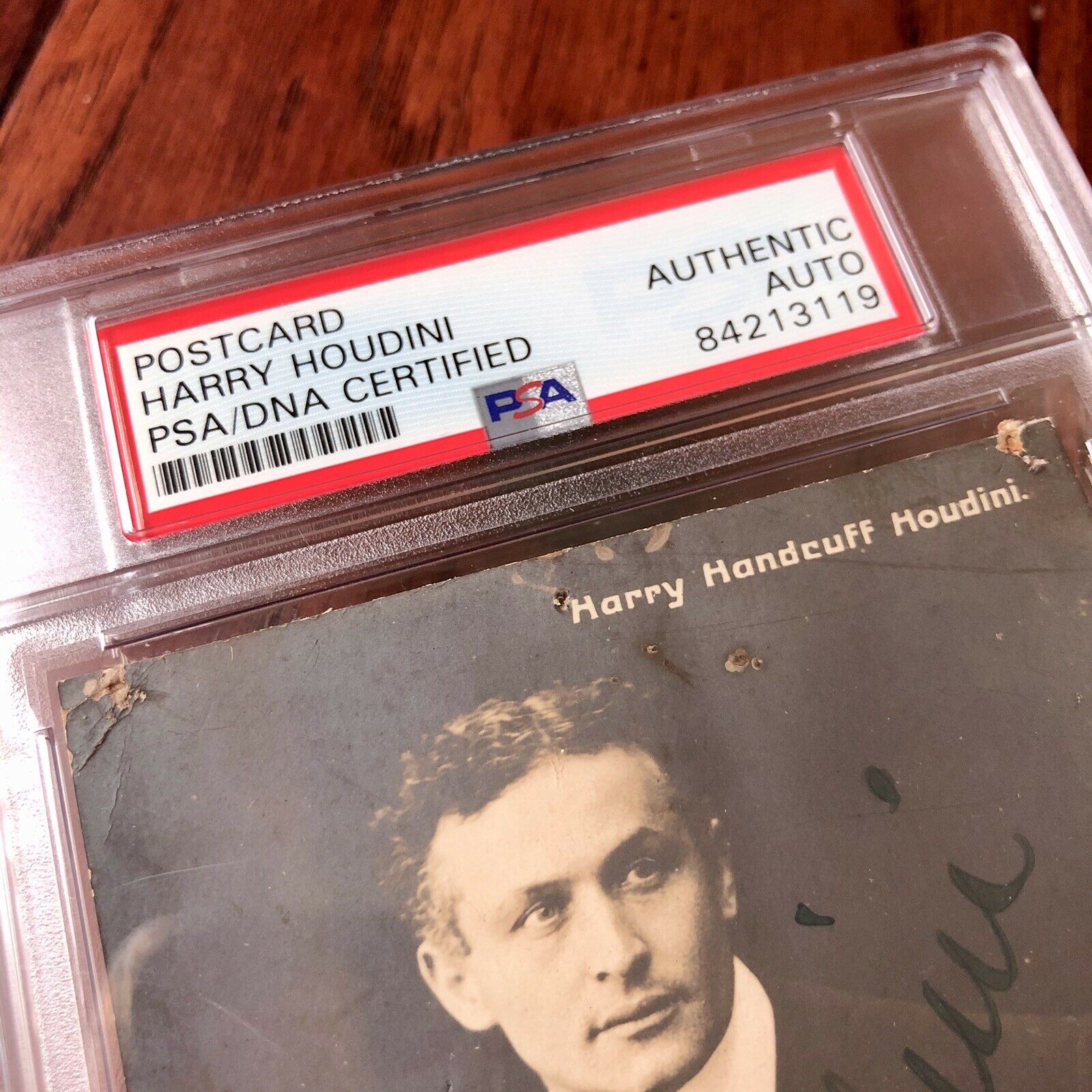 HARRY HOUDINI * PSA/DNA LOA * Hand Signed Post Card Photo Slabbed * Autograph