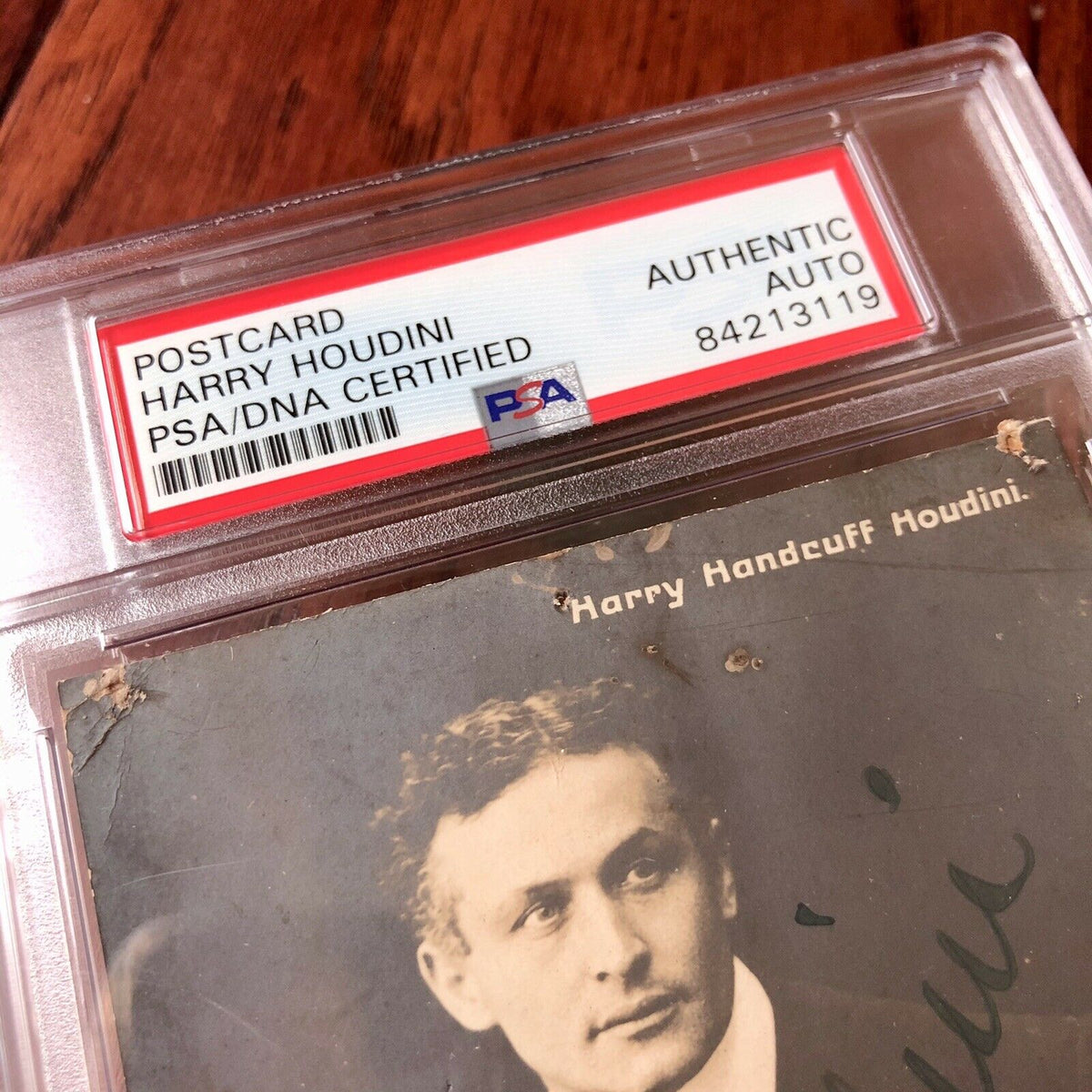 HARRY HOUDINI * PSA/DNA LOA * Hand Signed Post Card Photo Slabbed * Autograph