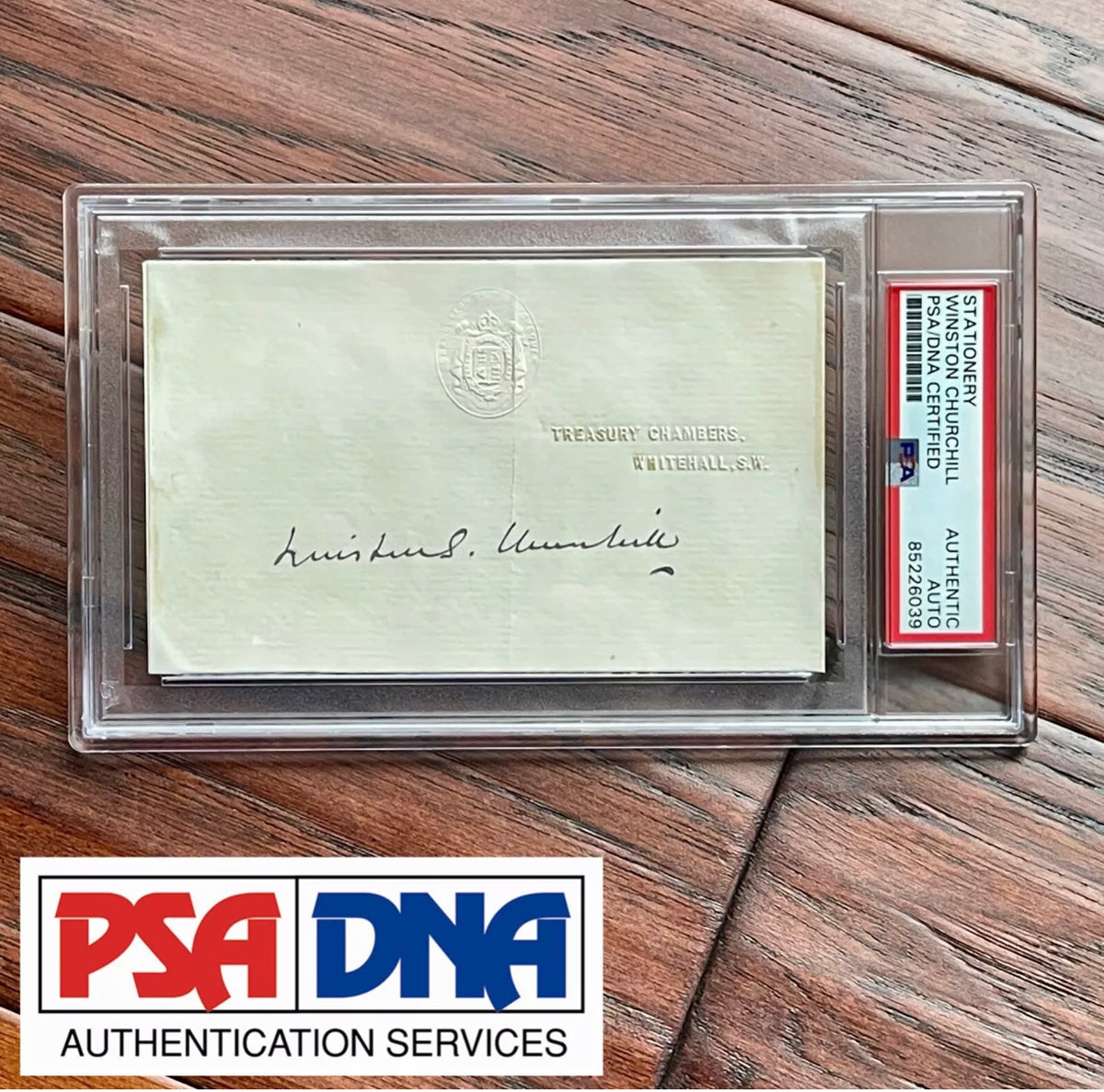 WINSTON S. CHURCHILL * PSA/DNA Slab * Autograph Cut TREASURY Signature SIGNED