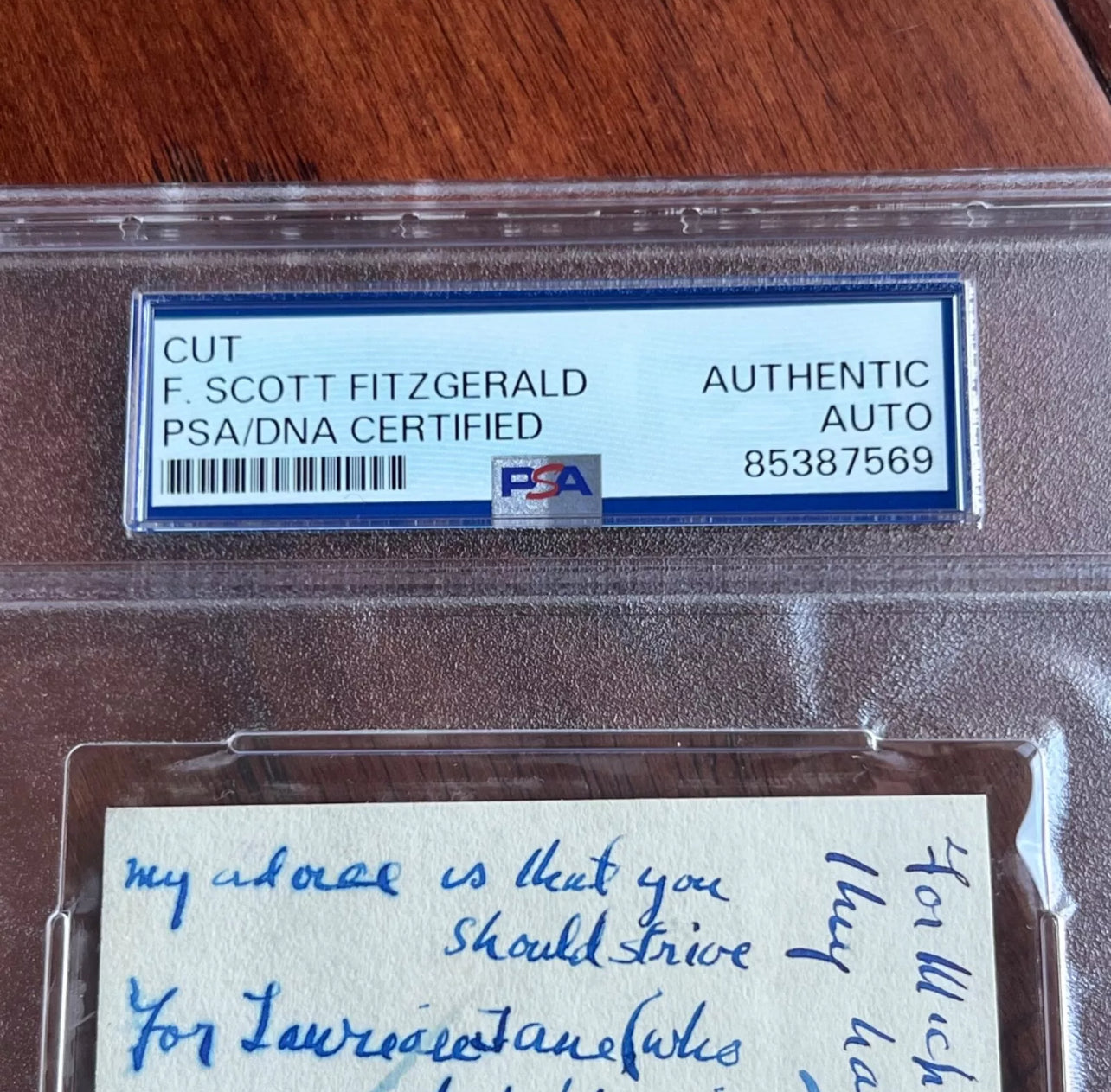 F. SCOTT FITZGERALD * PSA * Autograph UNPUBLISHED POEM Birth Announcement Signed