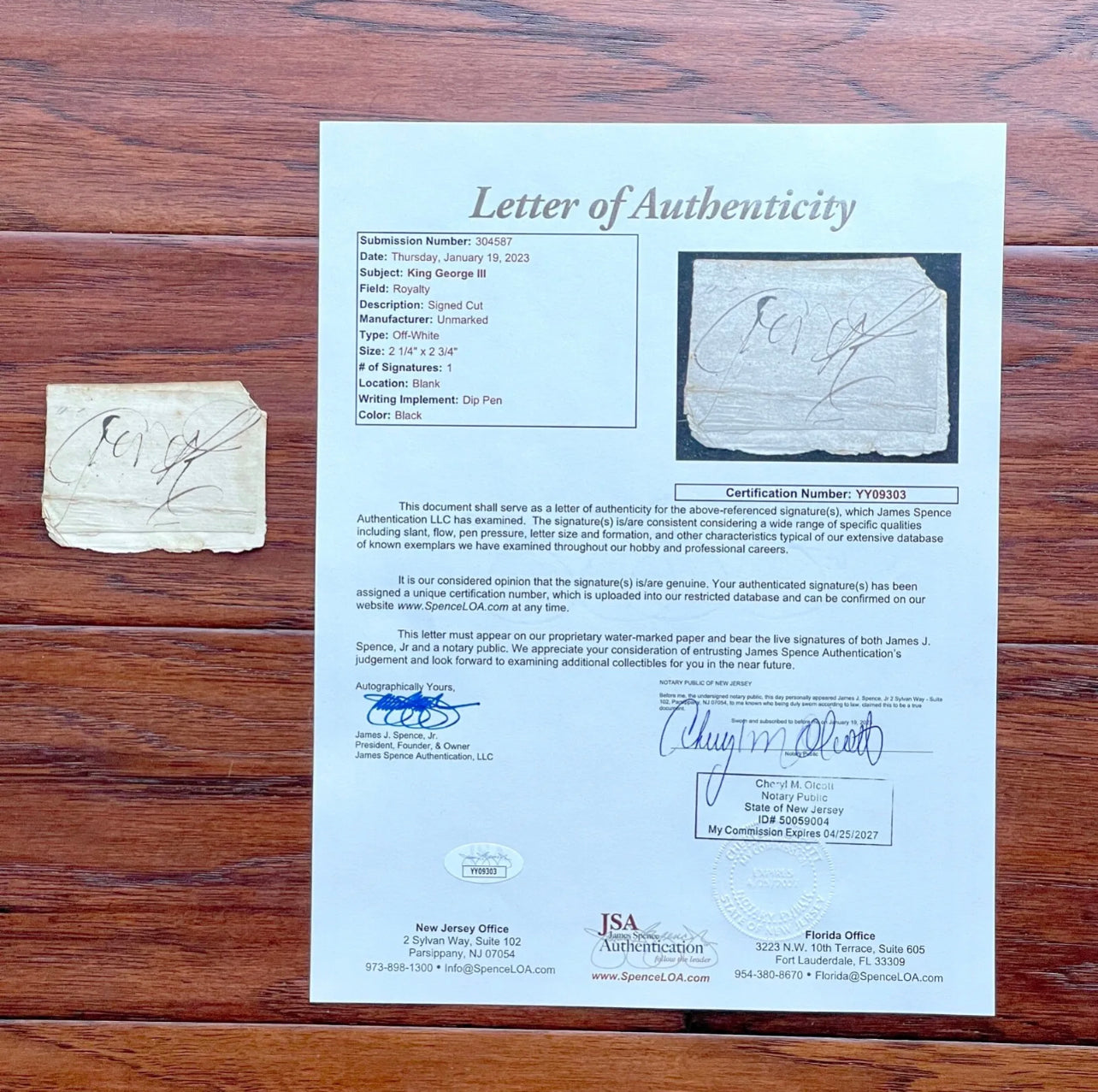 KING GEORGE III  * JSA * "Mad" AUTOGRAPH Cut Signature SIGNED