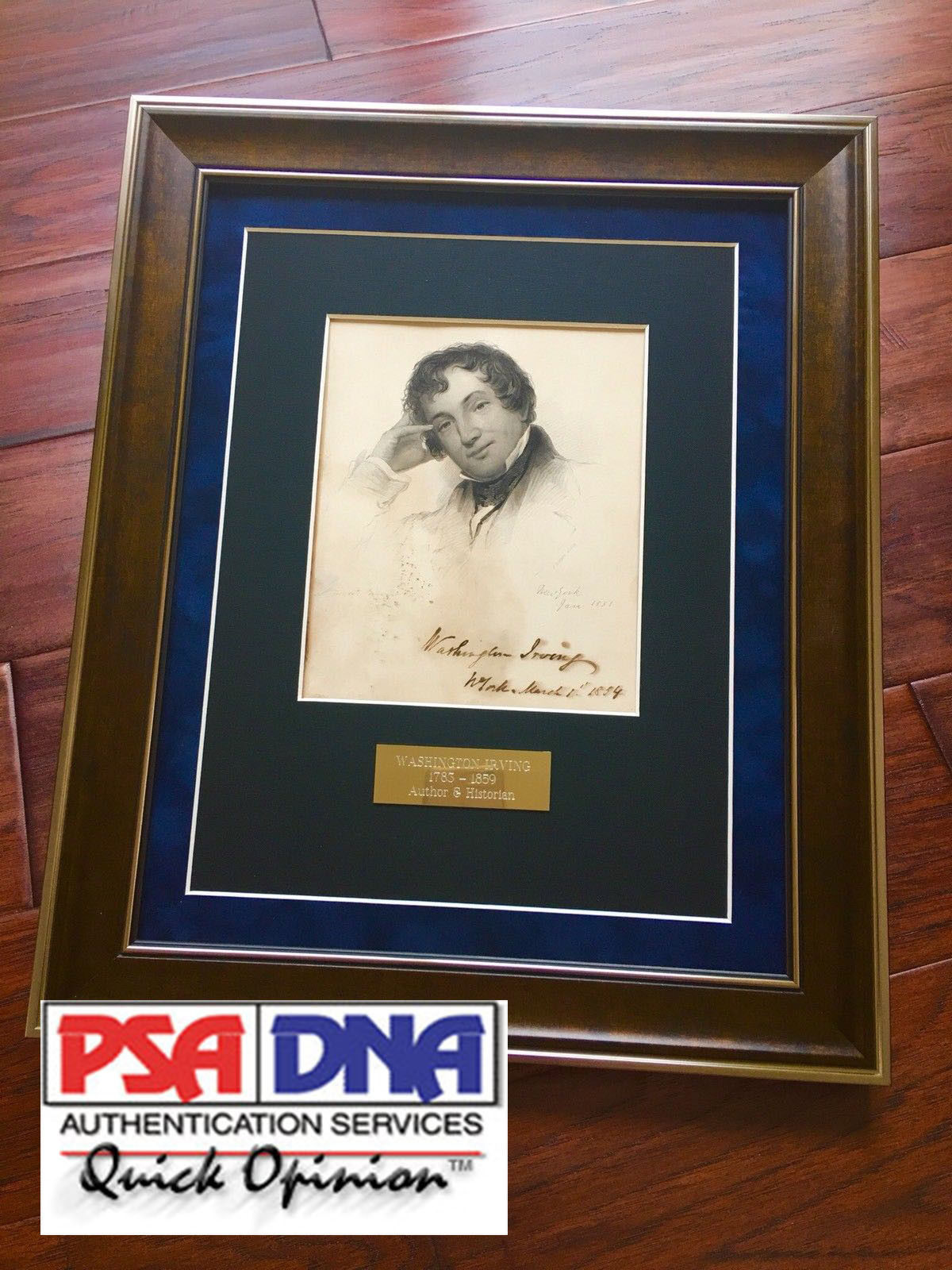 WASHINGTON IRVING * 1/1 SIGNED ENGRAVING * The Legend of Sleepy Hollow Autograph