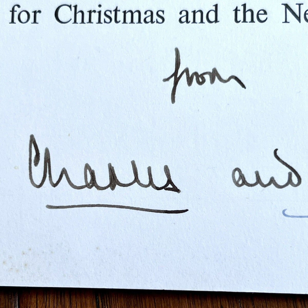 PRINCESS DIANA and KING CHARLES III * JSA * Signed 1982 Christmas Card Autograph