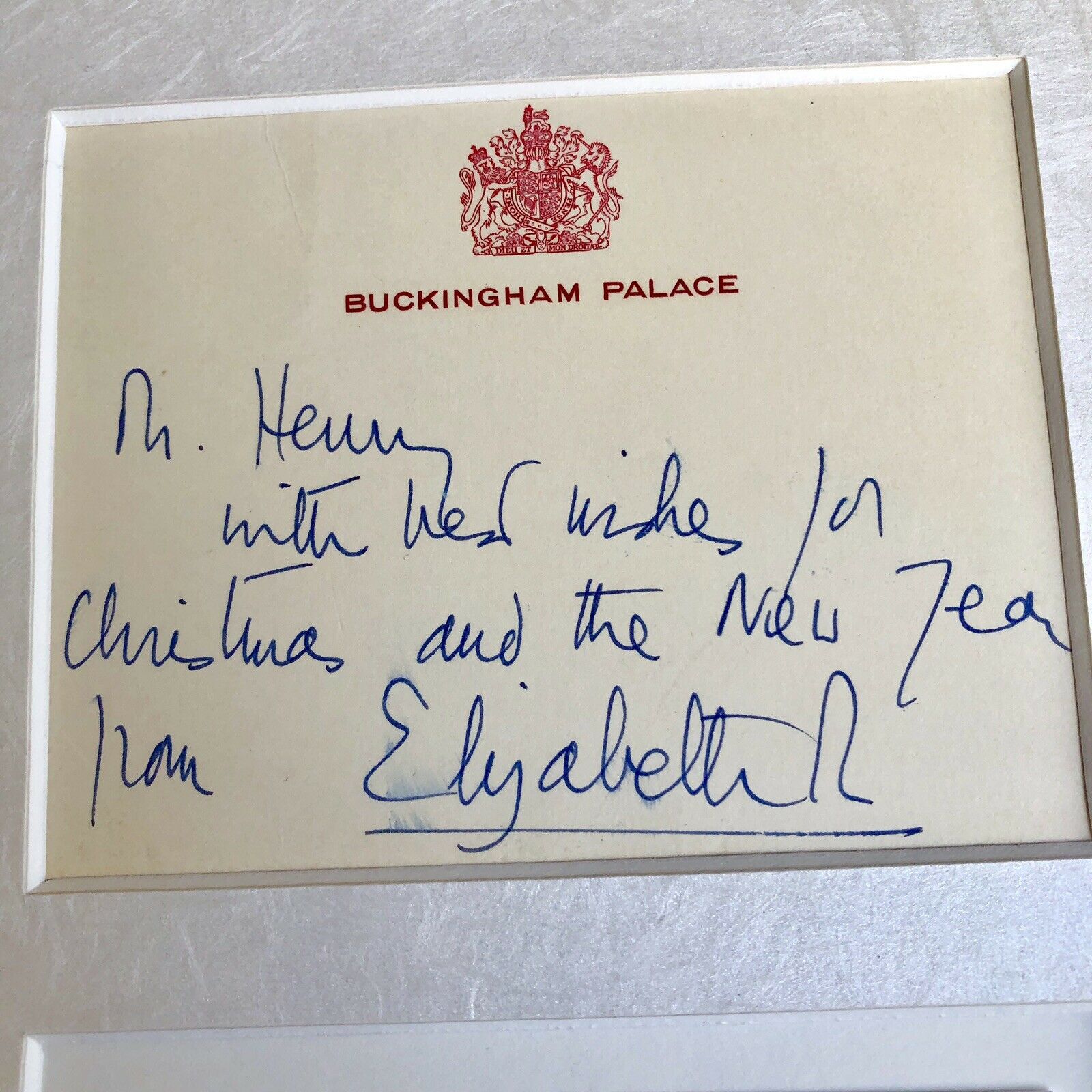 QUEEN ELIZABETH II * BAS LOA * Handwritten Autograph Buckingham Card SIGNED *