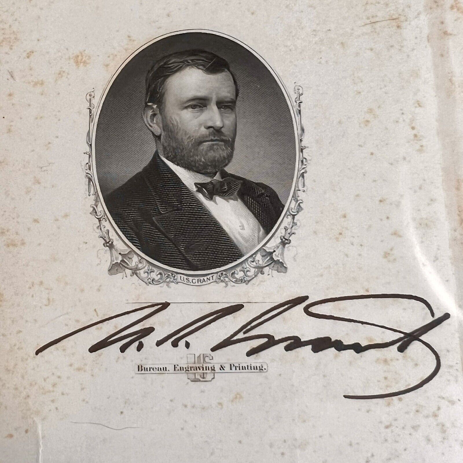 ULYSSES S. GRANT * Beckett BAS * Hand Signed U S Engraving Portrait Autograph