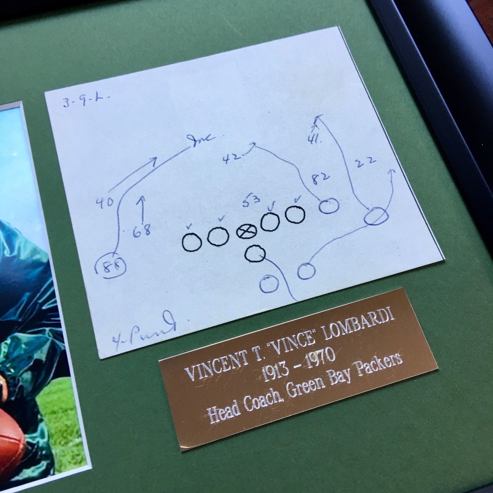 VINCE LOMBARDI JSA COA Scarce Handwritten Play Packers