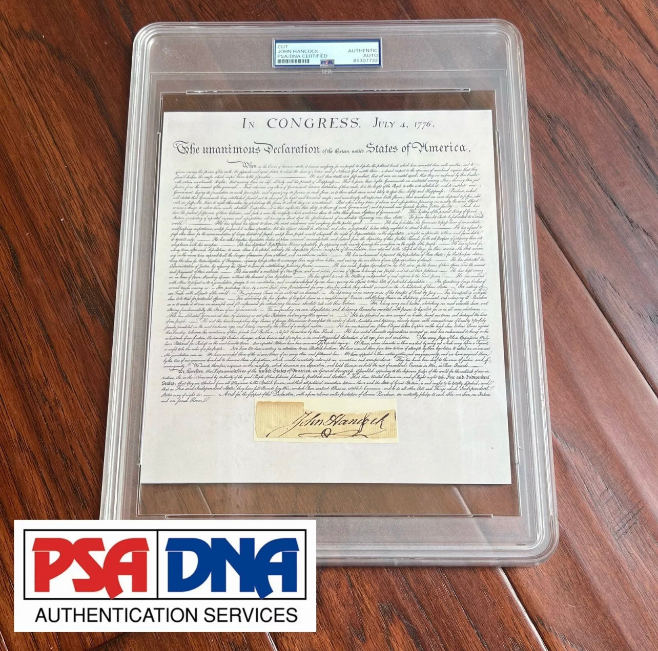 JOHN HANCOCK * PSA * Autograph Signed Souvenir Declaration of Independence