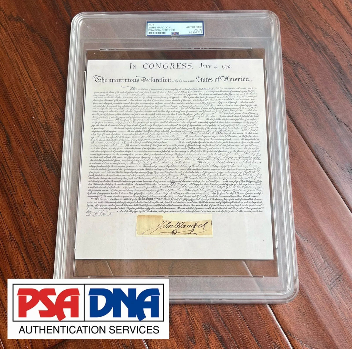 JOHN HANCOCK * PSA * Autograph Signed Souvenir Declaration of Independence