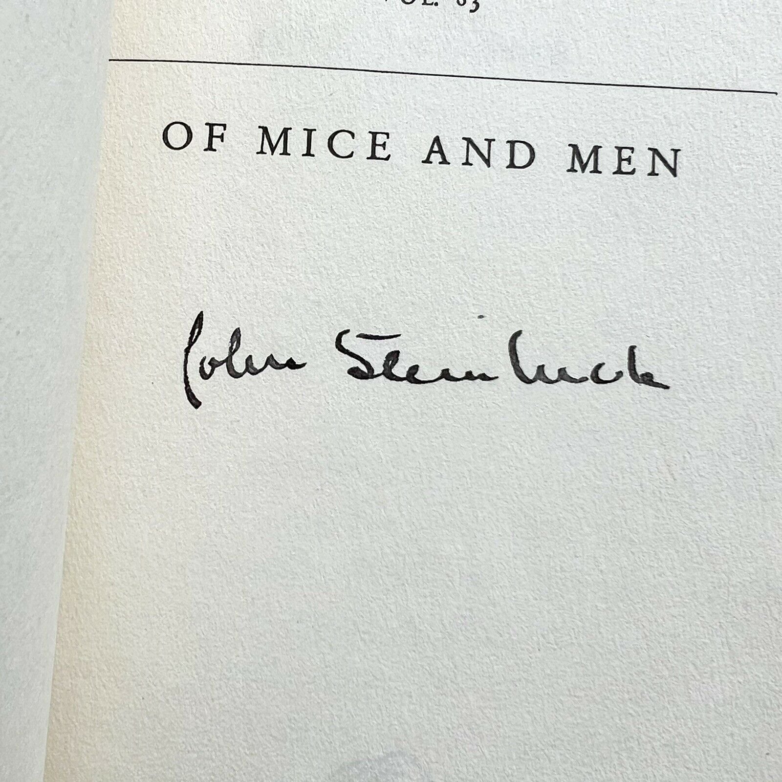 JOHN STEINBECK * JSA LOA * Hand-Signed Copy Of Mice And Men Autograph
