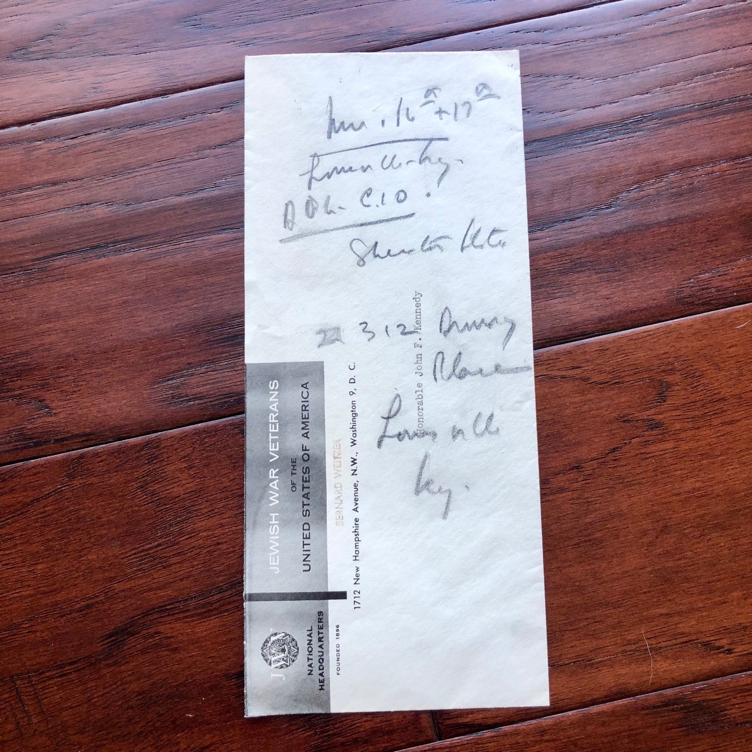 JOHN F. KENNEDY * JSA LOA * Handwritten Annotated Envelope * No Autograph Signed