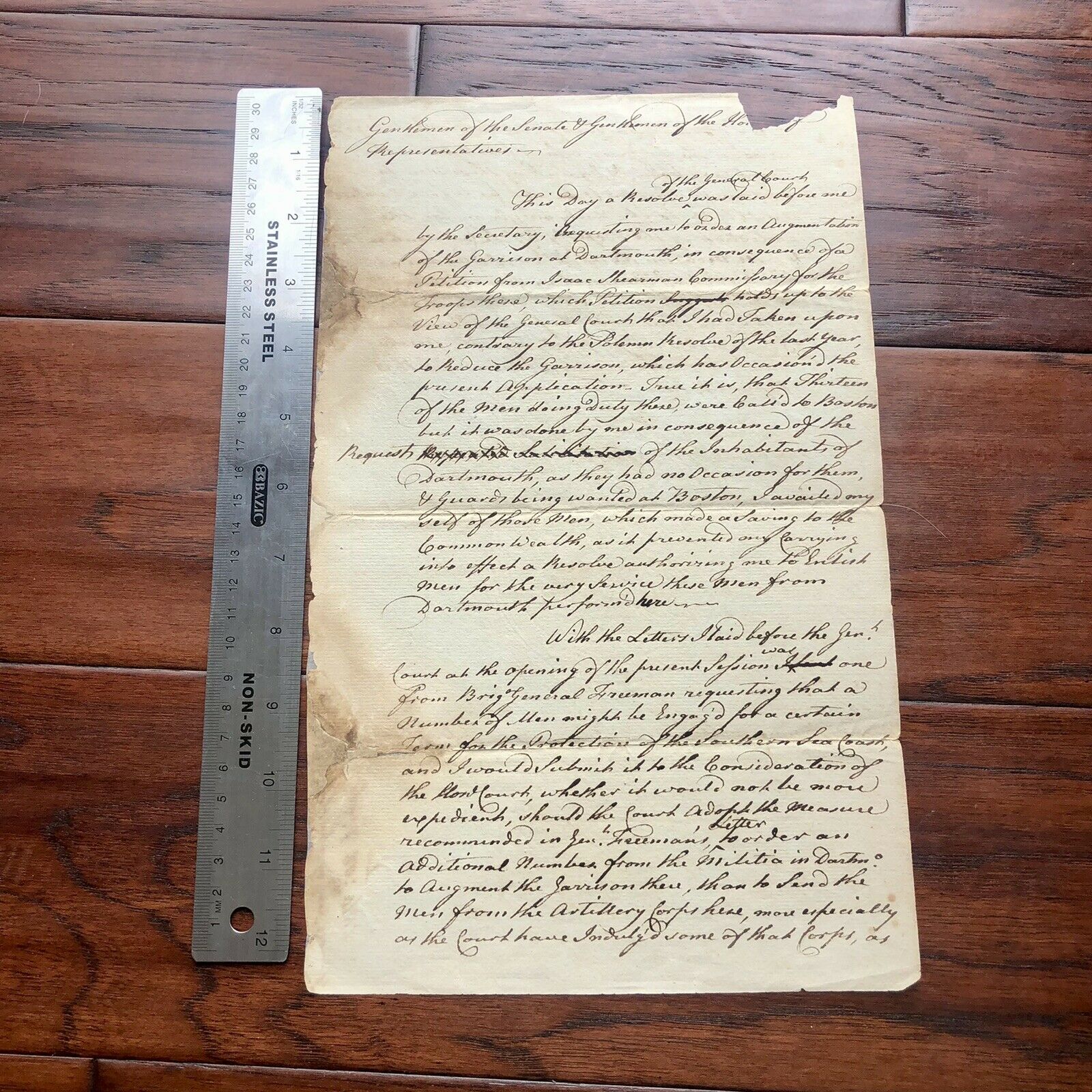 JOHN HANCOCK * JSA * Handwritten Draft Reinforcing Troops * No Autograph Signed