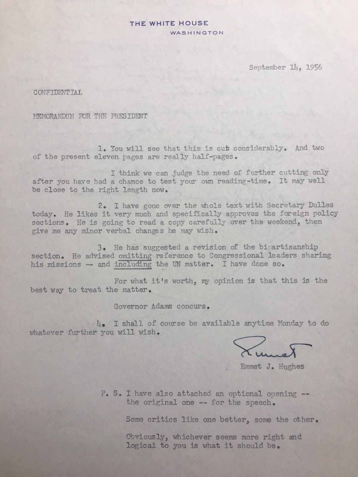 DWIGHT EISENHOWER * RE-ELECTION SPEECH * As Pres * Autograph Signed * JSA COA