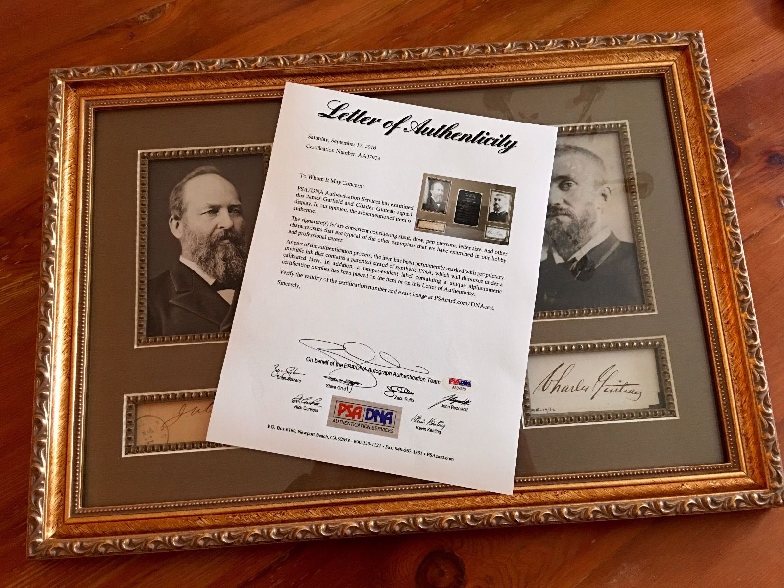 PSA/DNA President James A. GARFIELD + Charles GUITEAU Assassin AUTOGRAPHS SIGNED