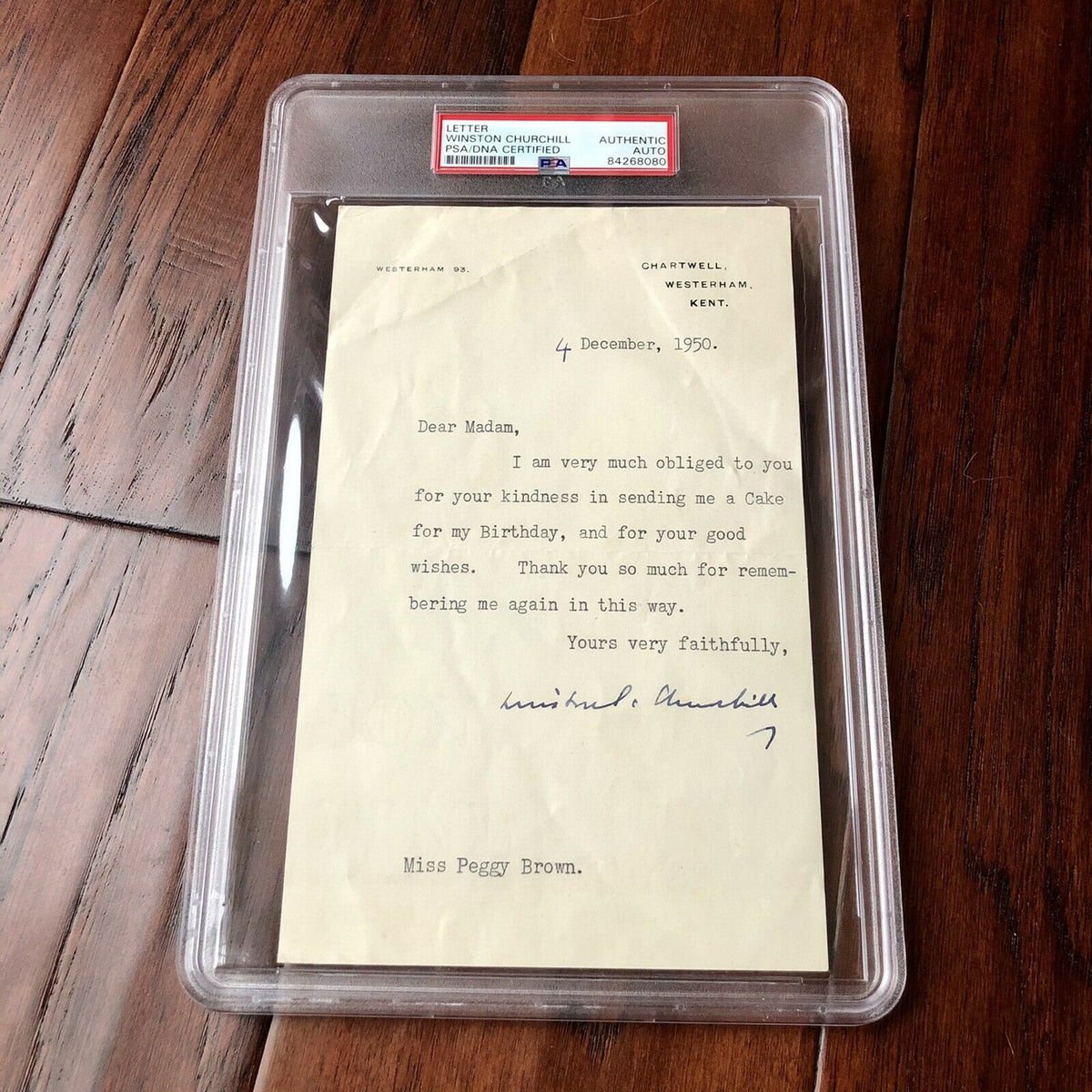 WINSTON S CHURCHILL * PSA/DNA Slab * Autograph Birthday Letter Signed *