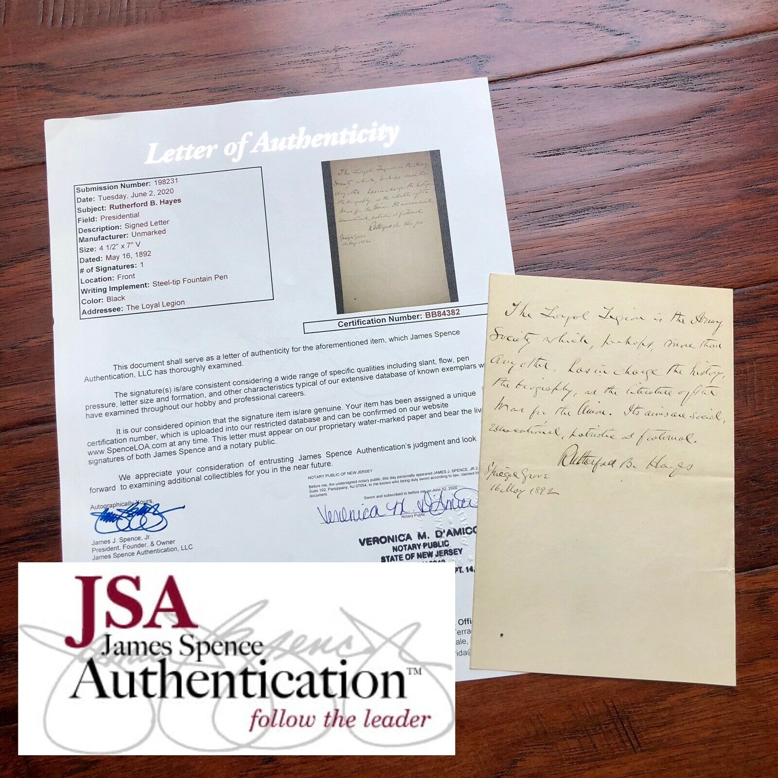 RUTHERFORD B. HAYES * JSA LOA * Handwritten Autograph Quote Signed * President