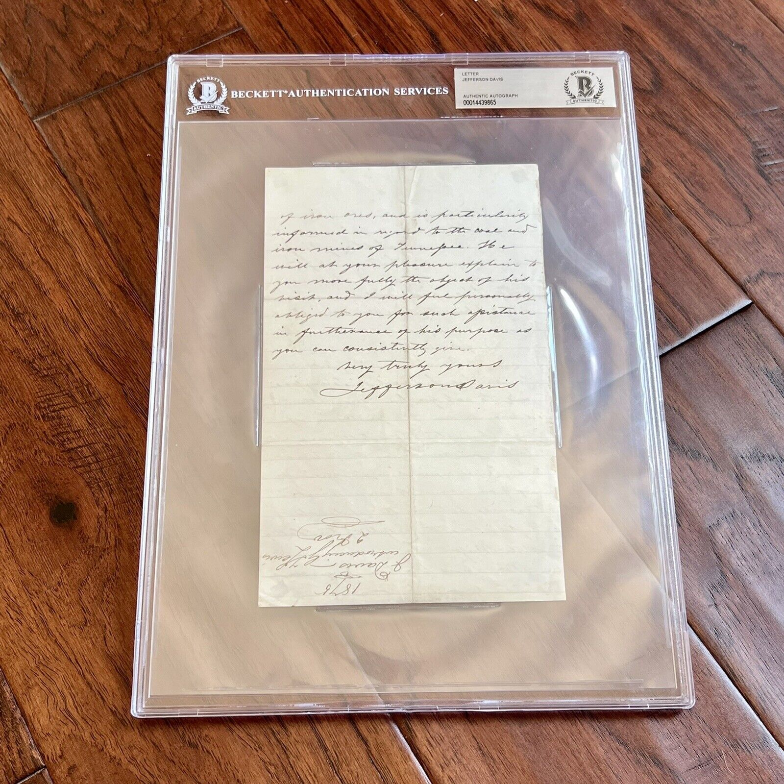 JEFFERSON DAVIS * Beckett BAS * Handwritten Autograph Letter Signed Full Sig