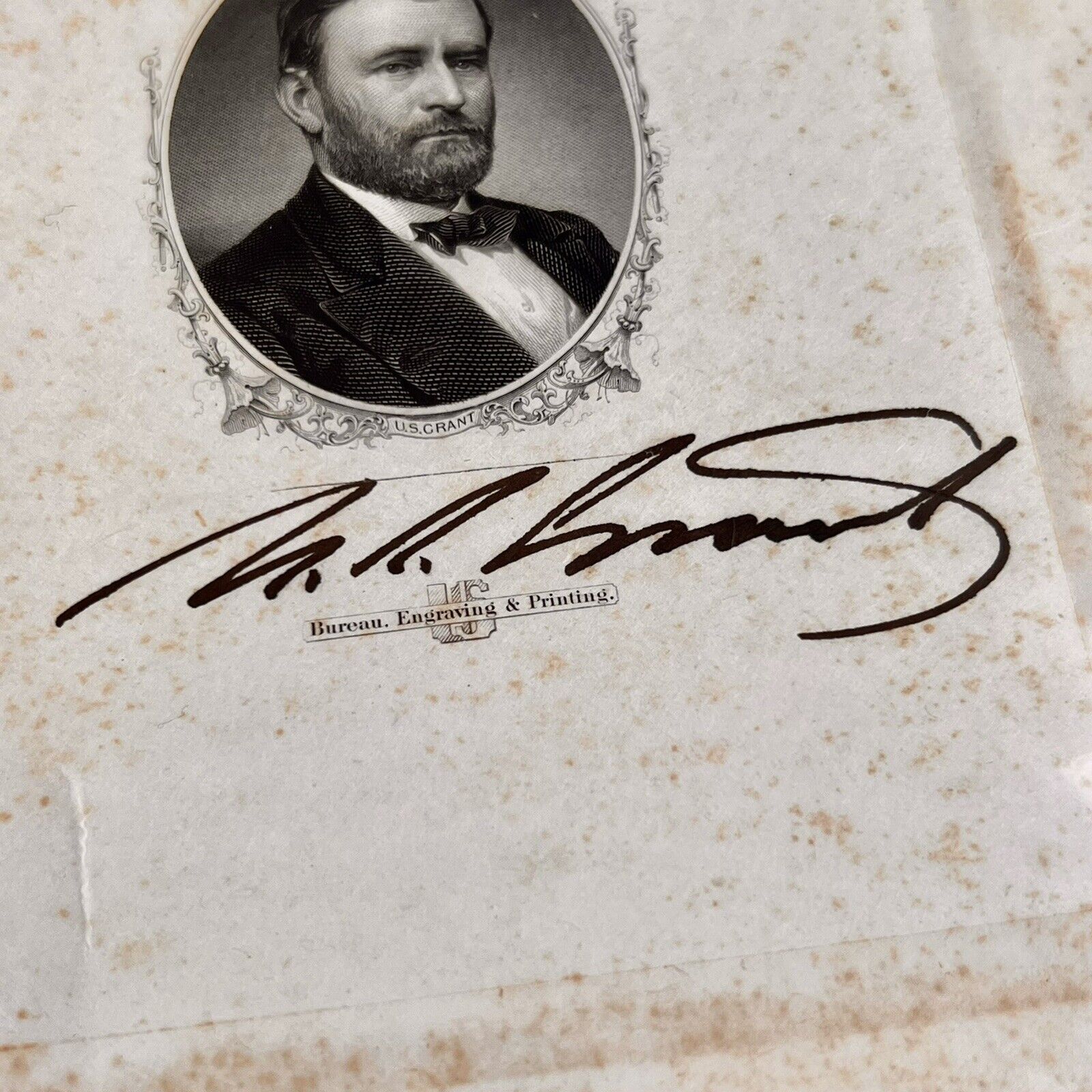 ULYSSES S. GRANT * Beckett BAS * Hand Signed U S Engraving Portrait Autograph
