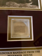 ABRAHAM LINCOLN * Genuine Assassination DEATHBED BANDAGE Relic * COA