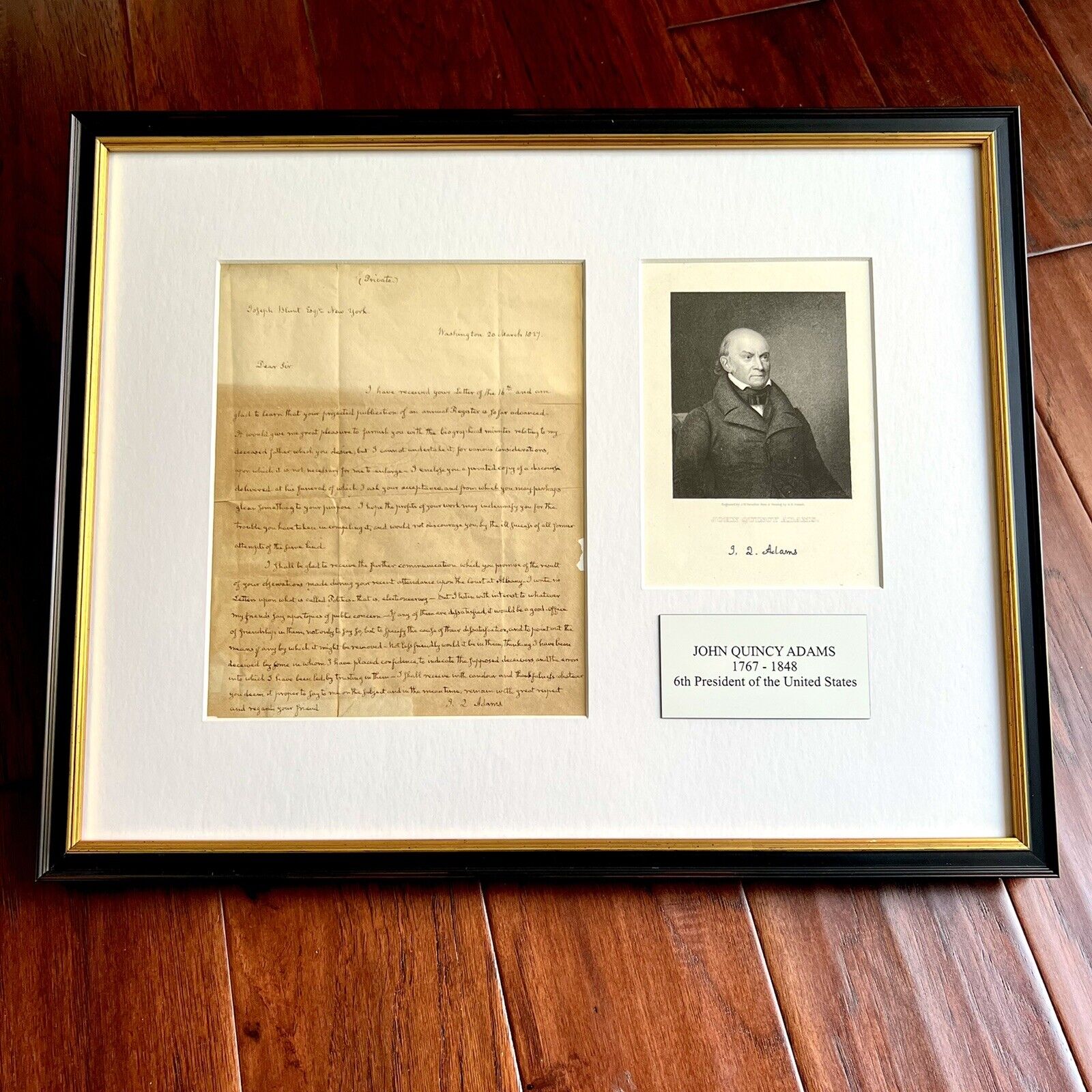 JOHN QUINCY ADAMS * Autograph Letter Re Fathers Biography & Van Buren Signed JSA