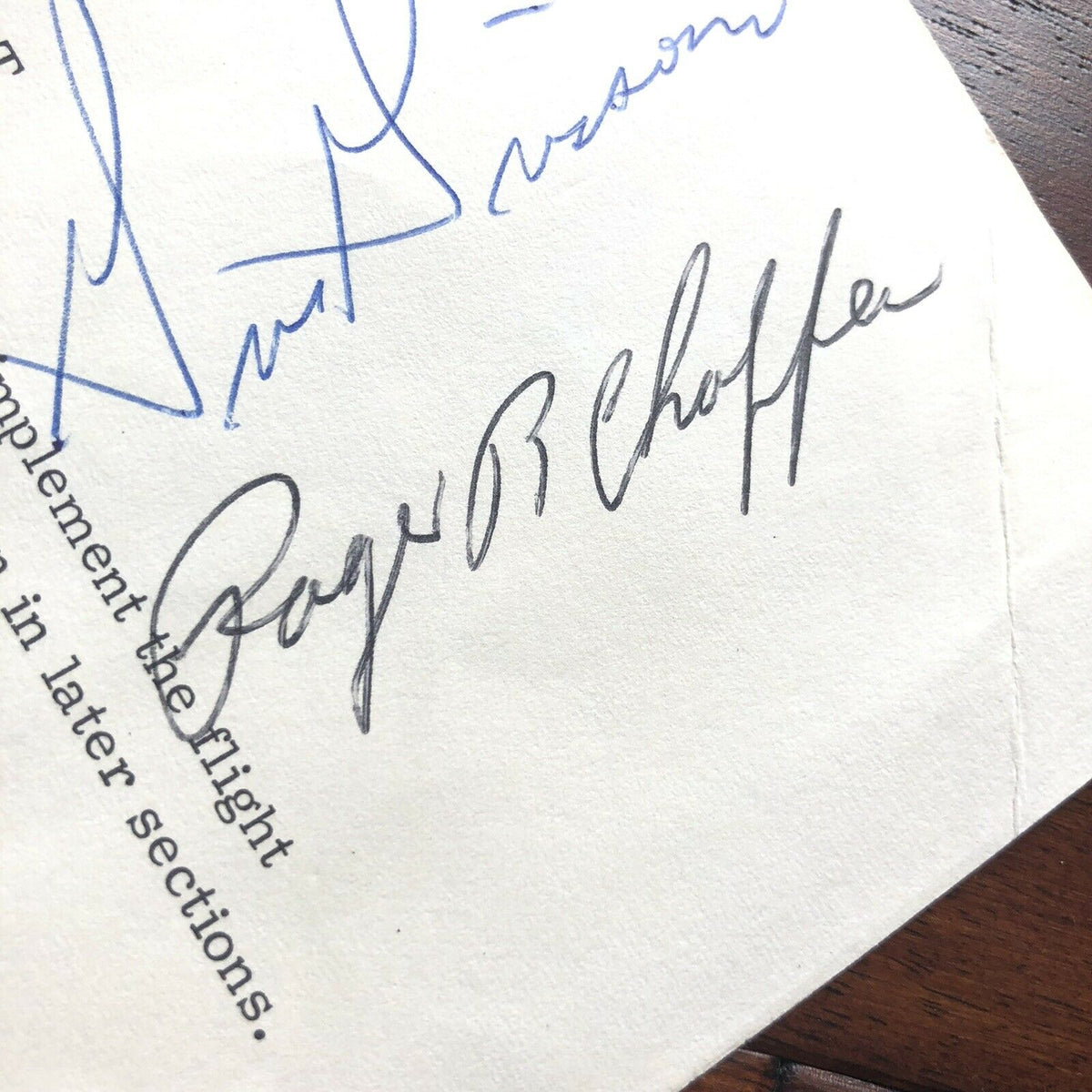 Apollo 1 * JSA * Crew Autograph NASA Document Signed * Roger Chaffee Gus Grissom